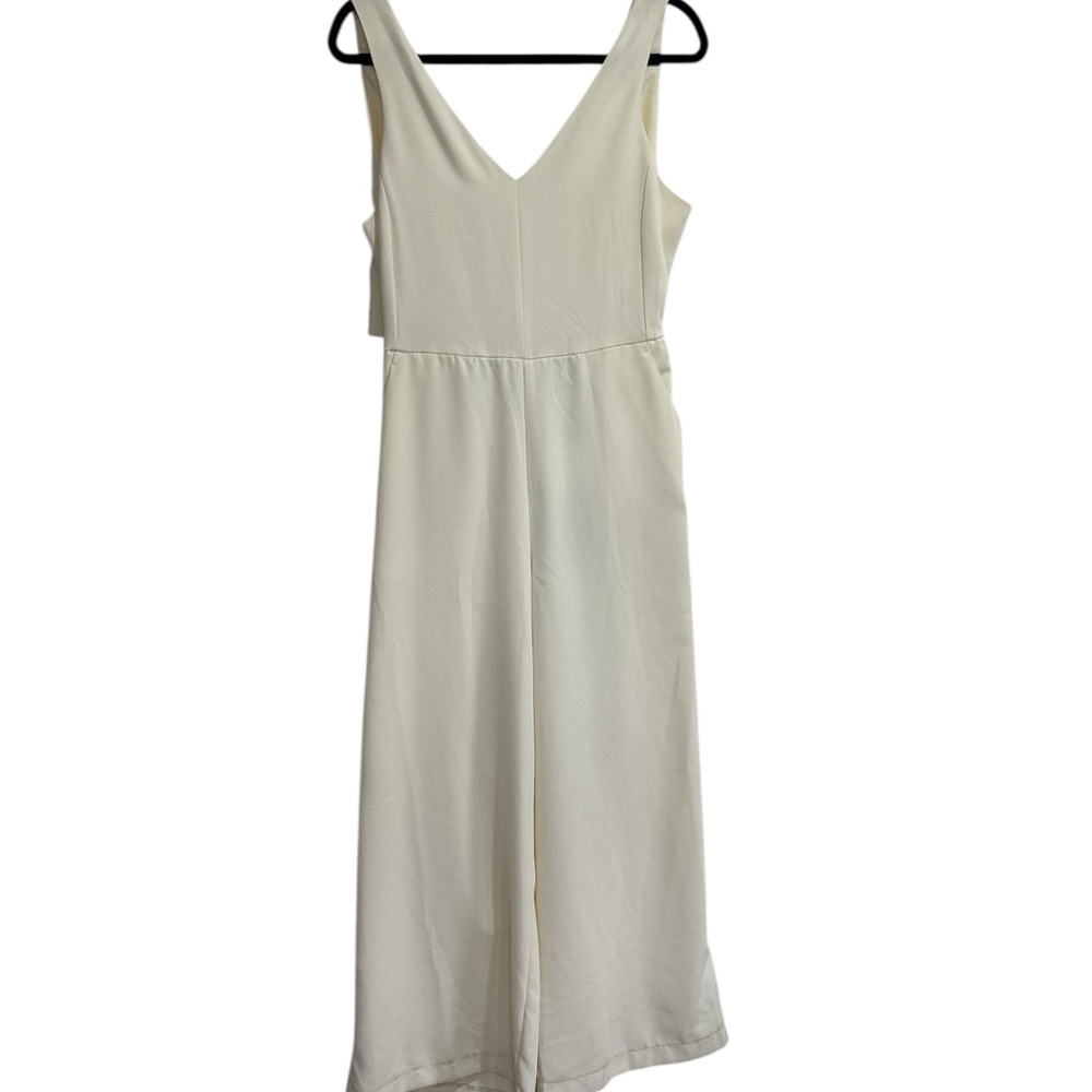 Shinestar Cream Textured Cropped Jumpsuit Sz L